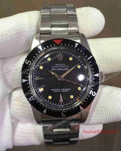 Replica Vintage Rolex Milgauss Red Triangle Rolex Black Bezel Mens Watch